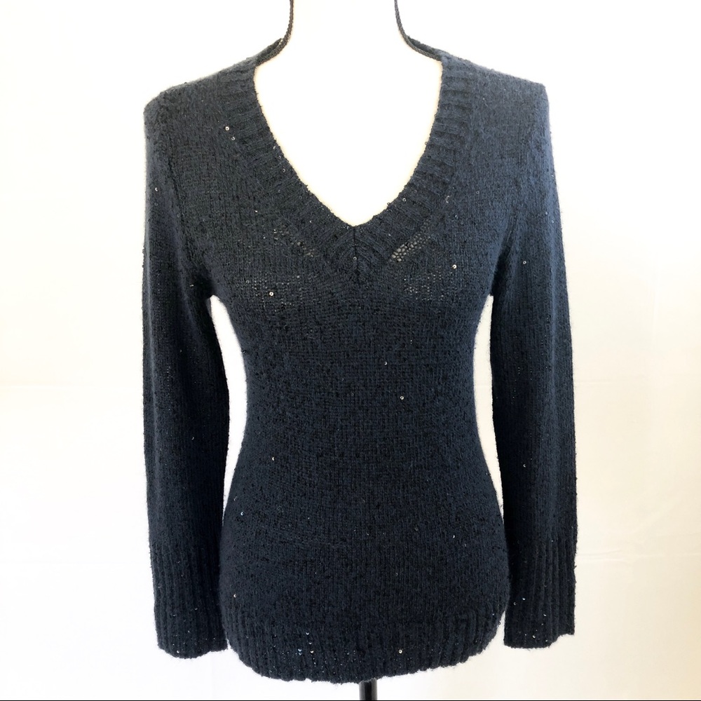 Banana Republic navy beaded sweater